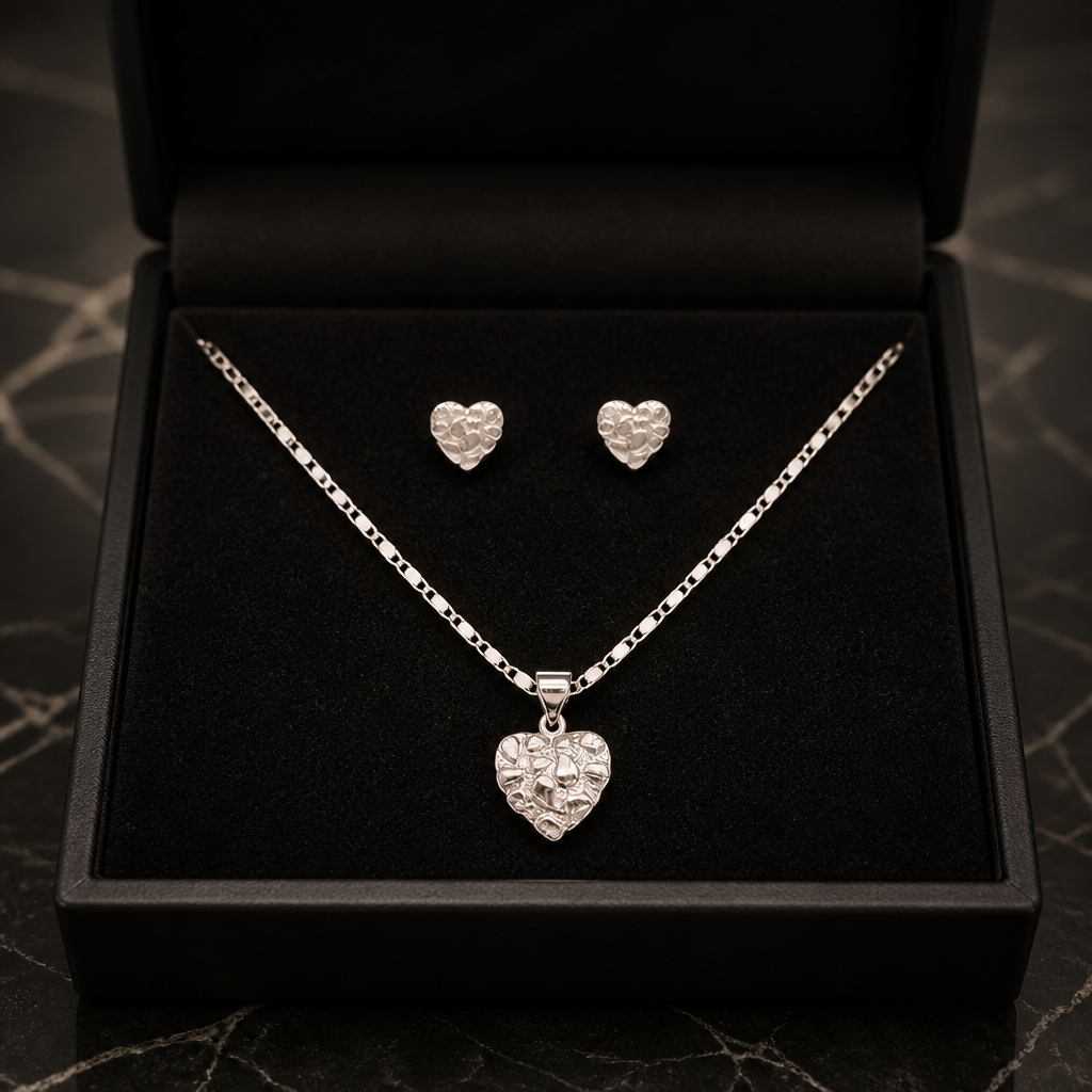 Heart Nugget Set (Earrings & Necklace)