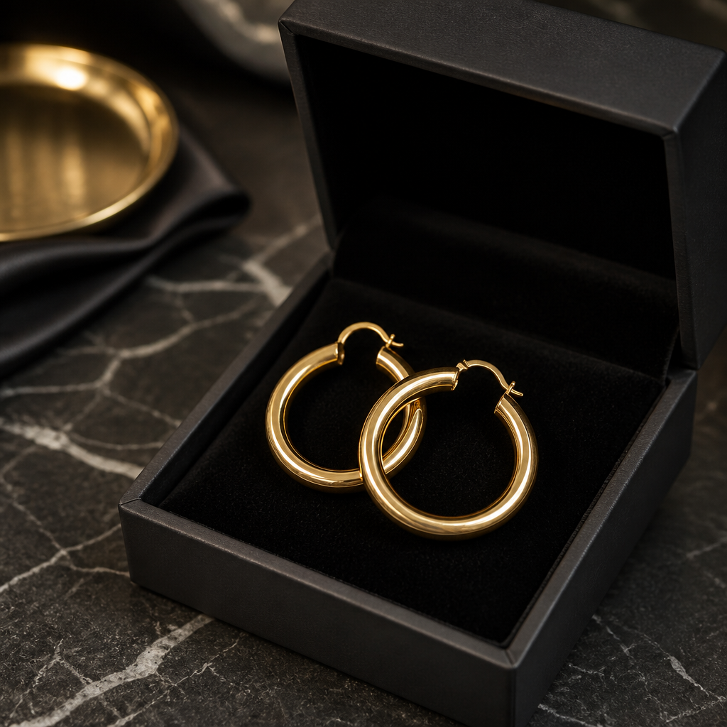 Medium Thick Gold Hoop Earrings